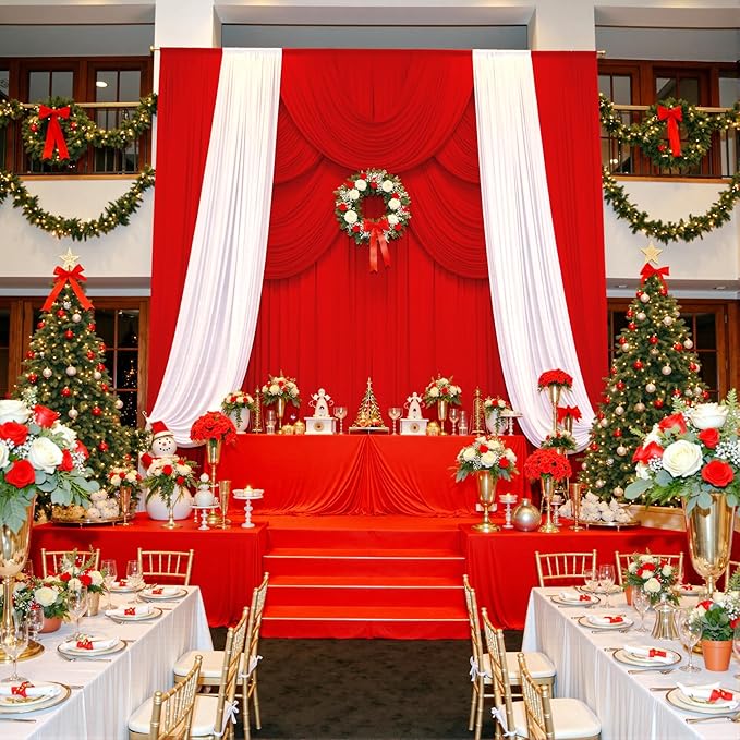 PartyVillage 20ft×15ft Red Backdrop Curtain by PartyVillage