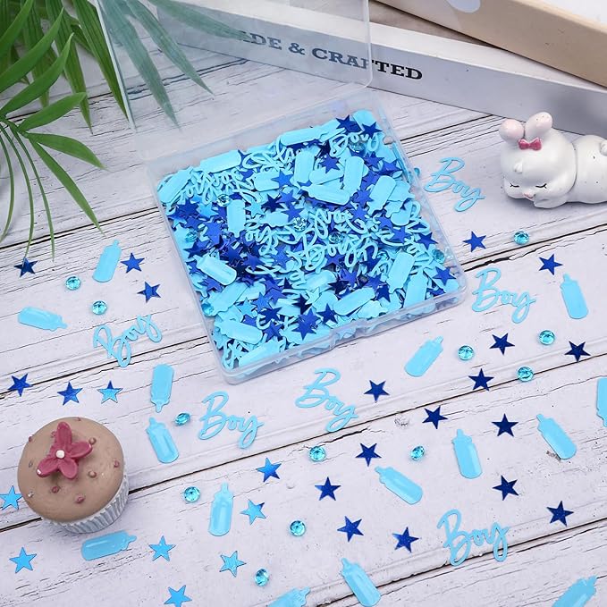 MARFOREVER Blue Confetti, Baby Shower Decorations Glitter Boy Table Confetti - Image 6
