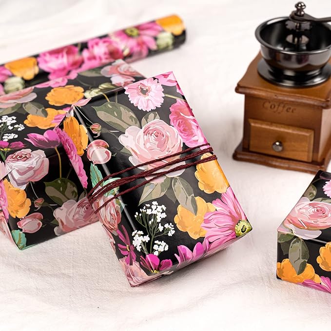 WRAPAHOLIC 30 Inch Jumbo Reversible Floral Wrapping Paper - Image 4