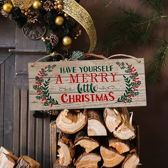 Christmas Door Hanging Sign，Big Wall Wood Winter Decorations Signs，Indoor - Image 7