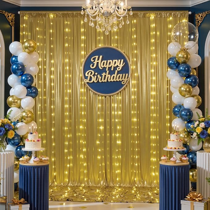 20x10 ft Gold Sequin Backdrop Curtain - Image 7