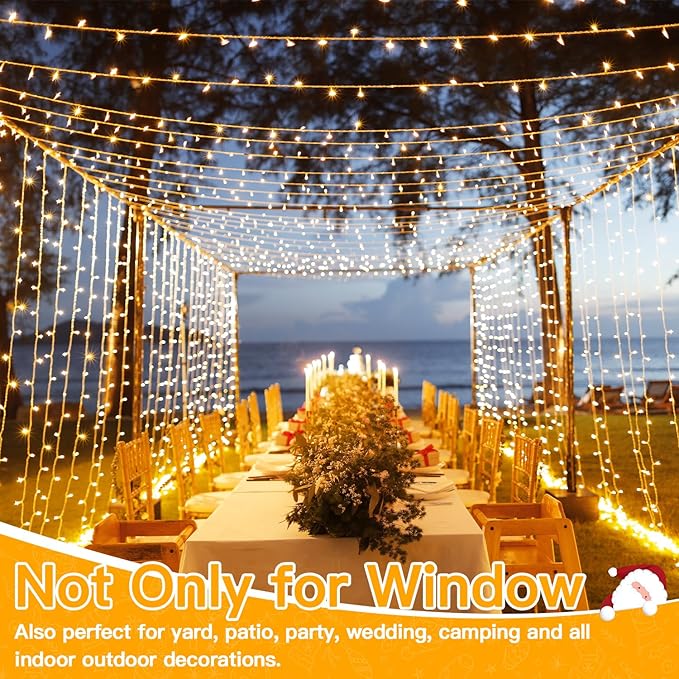 Ollny Christmas Curtain Lights 300 LED 9.8 FTx9.8 FT, Outdoor Waterproof - Image 7