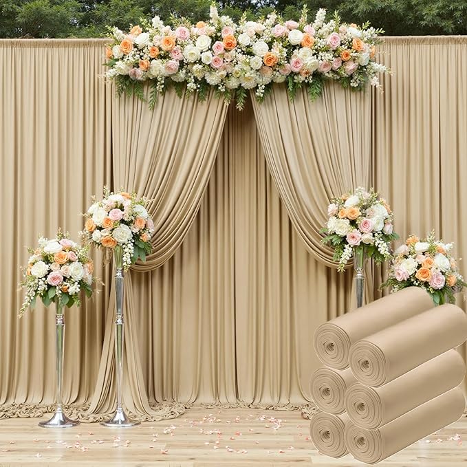30ftx10ft Beige Backdrop Curtains by CO-AVE