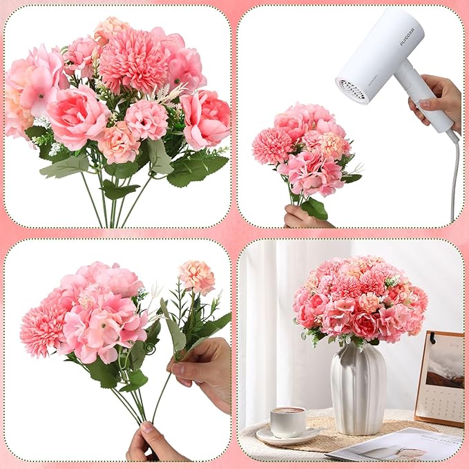 Tigeen Artificial Flowers Artificial Peonies Silk Flowers Faux Peony Fake Peony - Image 3