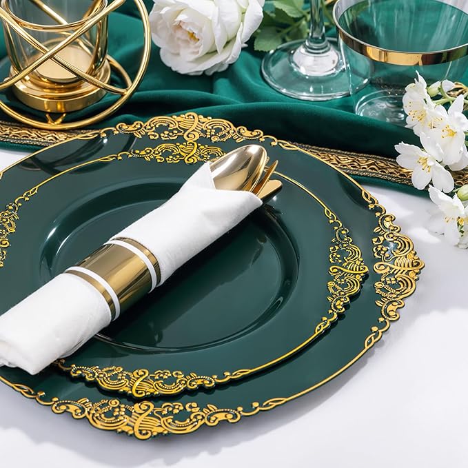 Nervure 350PCS Green Plastic Plates - Image 2
