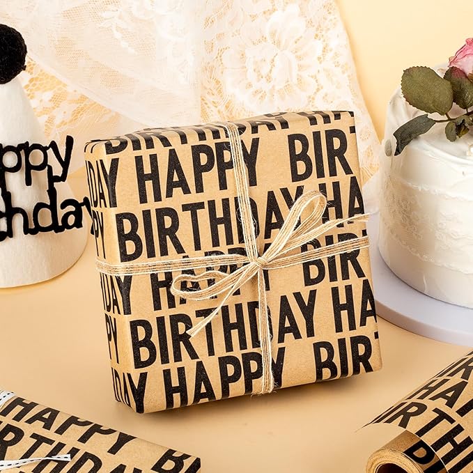 Yarcony Birthday Kraft Wrapping Paper Roll, Mens Gift Wrapping Paper - Image 8