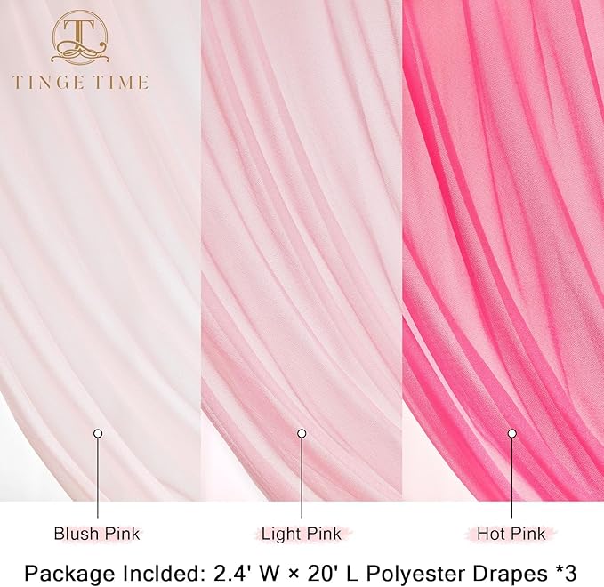 TINGE TIME 3 Panels Wedding Arch Draping Fabric, Wedding Arch Drapes - Image 2