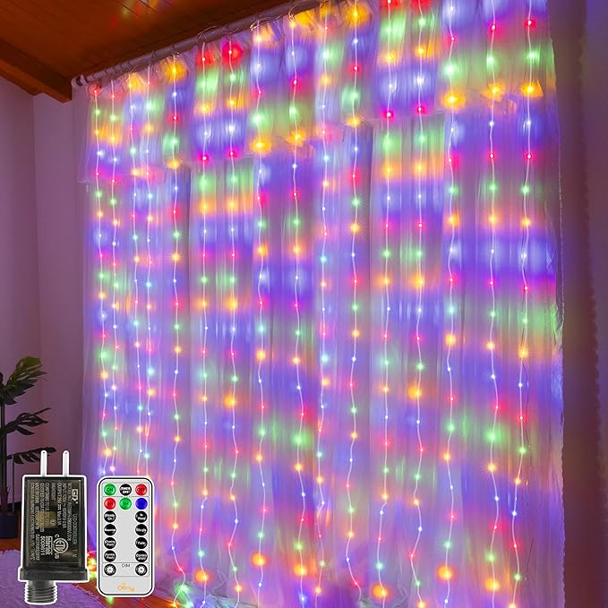 Ollny Curtain Lights 300 LED 9.8FT x 9.8FT, Connectable IP67 Waterproof Outdoor by Ollny