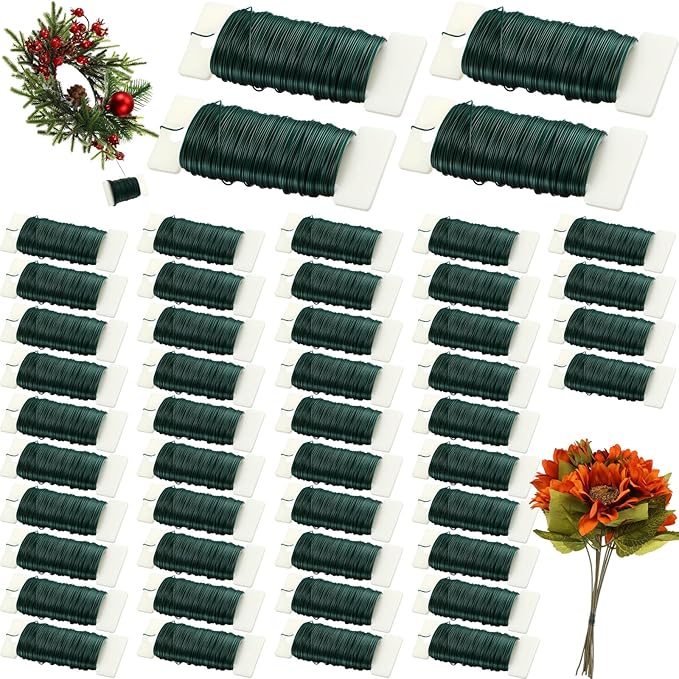 Ferraycle 36 Pack Green Floral Wire 38 Yards 22 Gauge Flexible Paddle Florist by Ferraycle