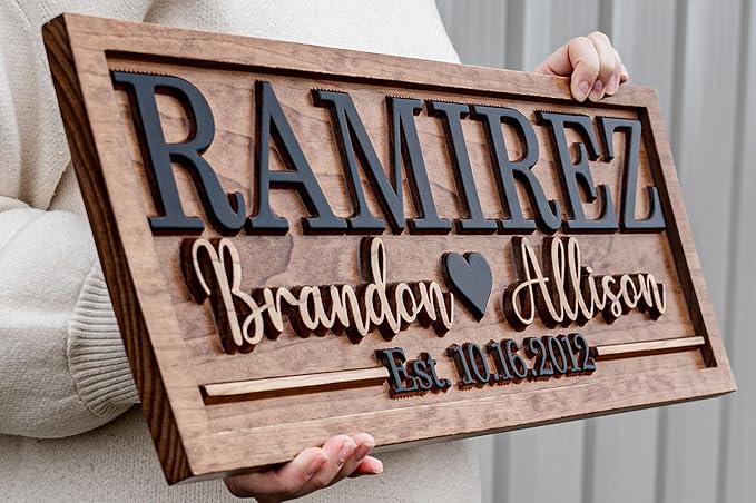 Bridal Shower Gift | Personalized Wedding Gift Last Name Established Sign | - Image 7