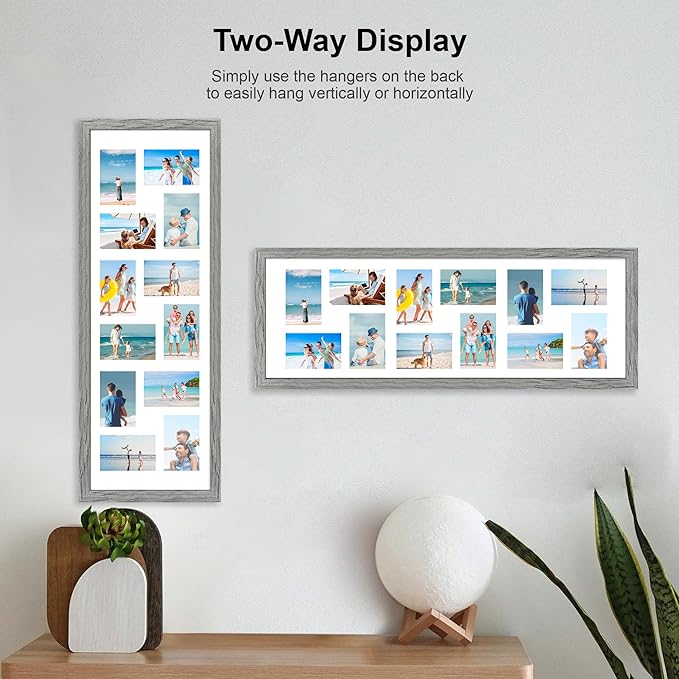 12x36 Picture Frame 2 Packs, Real Glass and Grey Wood Frame, Display Collage - Image 3