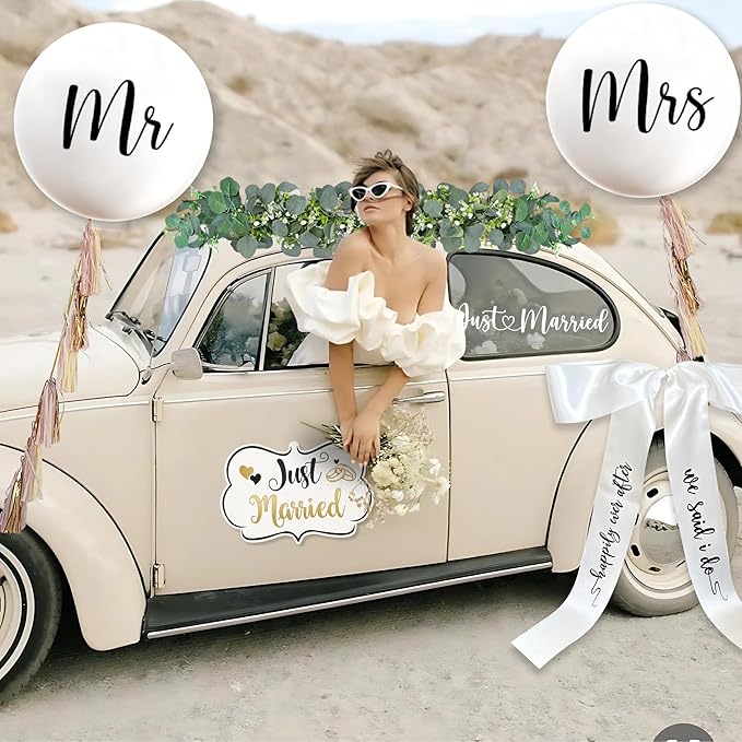 33 Pc Just Married Car Decorations – Wedding Reception & Ceremony Decor – - Image 7
