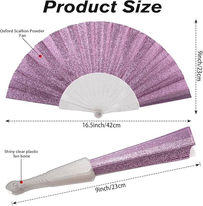 48 Pack Handheld Fan, Folding Hand Glitter Fan - Image 2