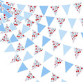 32Ft Blue Gingham Cheery Pennant Banner Fabric Triangle Flag Garland Streamers by pinkblume