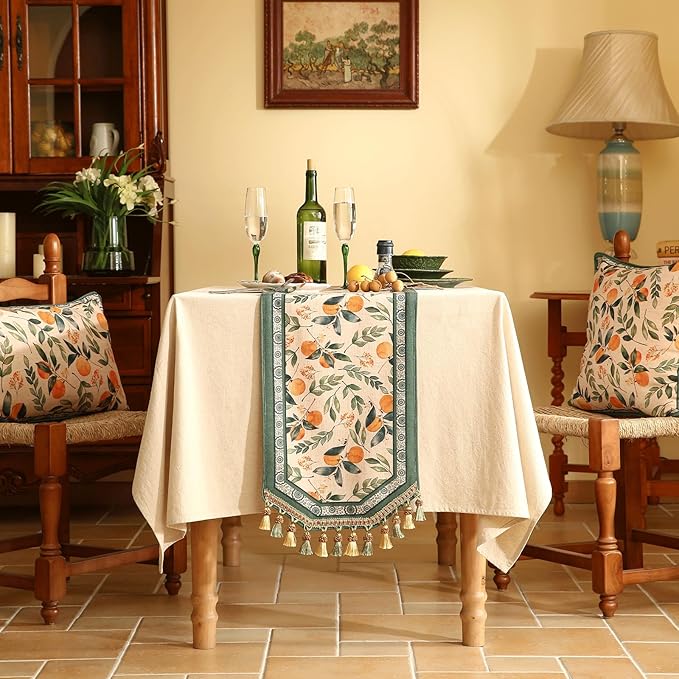 patdrea Designer Vintage Fresh Farmhouse Extra Long Linen Table Runner 118 Inch - Image 2