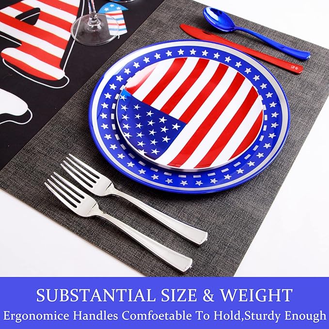 NOCCUR 180PCS Independence Day Silverware - Image 7