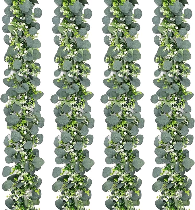 N&T NIETING 4 Pack Artificial Eucalyptus Leaf Garland, Faux Greenery Garland - Image 7
