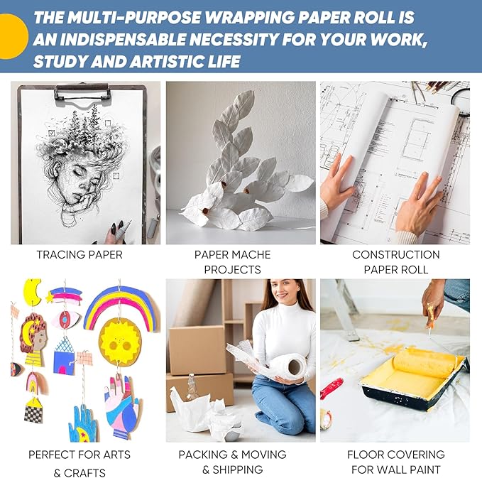 Drawing Paper Roll for Kids Art Supplies, 17.6"x1200" Easel Craft Decorative - Image 4