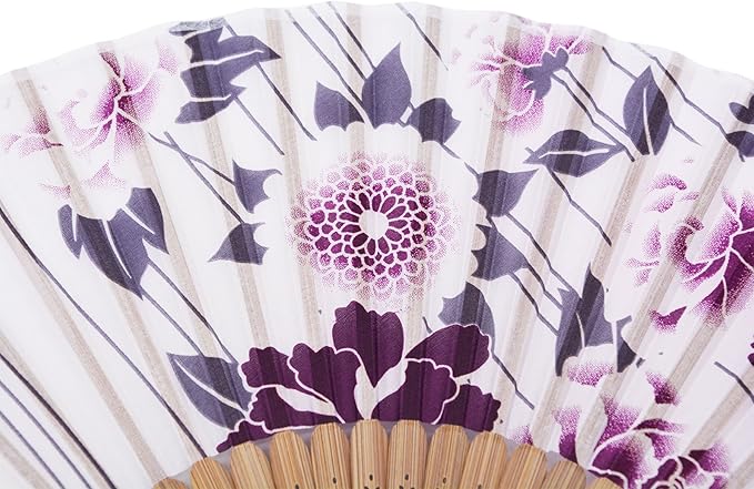 Amajiji 8.27" Hand Held Bamboo Silk Folding Fan Hand Fan, Chinese/Japanese - Image 4