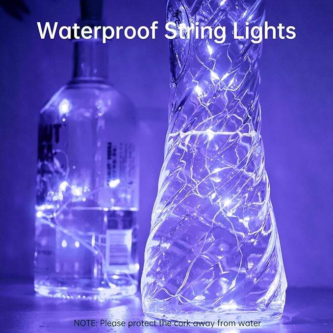 Aluan Wine Bottle Lights with Cork, Christmas Lights 10 Pack 20 LED Mini Fairy - Image 5