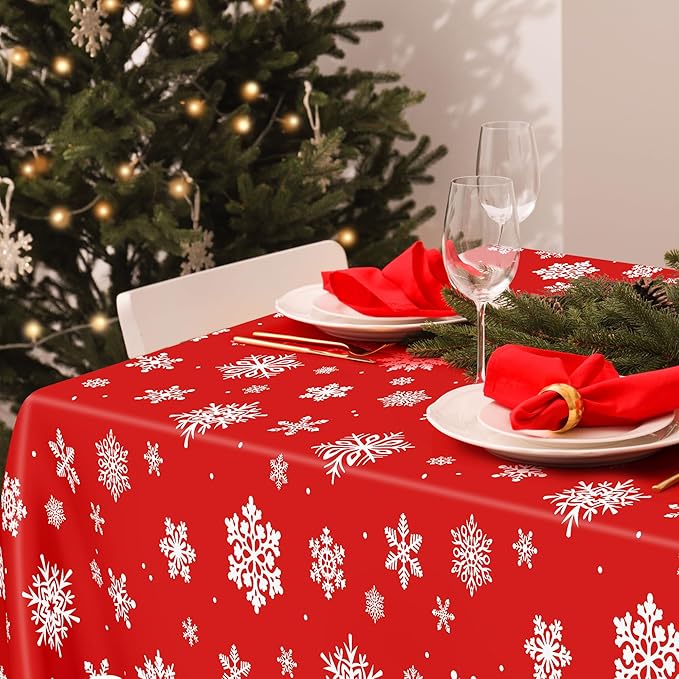 QZYL 12 Pack Christmas Table Cloths, Snowflakes Disposable Tablecloth Xmas - Image 4