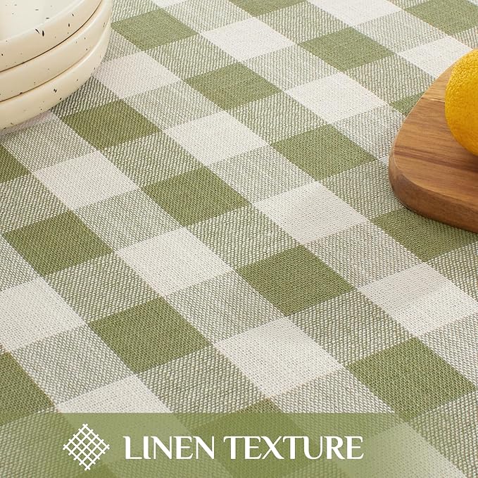 Softalker Checkered Tablecloth Rectangle, Heavy Weight Linen Gingham Christmas - Image 5