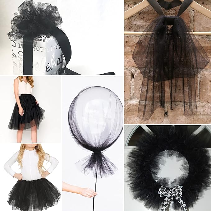 Black Tulle Fabric Rolls 6 Inch by 100 Yards Fabric Spool Tulle Ribbon - Image 5