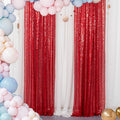 ShinyBeauty Sequin Curtains 2 Panels Red 2FTx8FT Sequin Photo Backdrop Red by ShinyBeauty