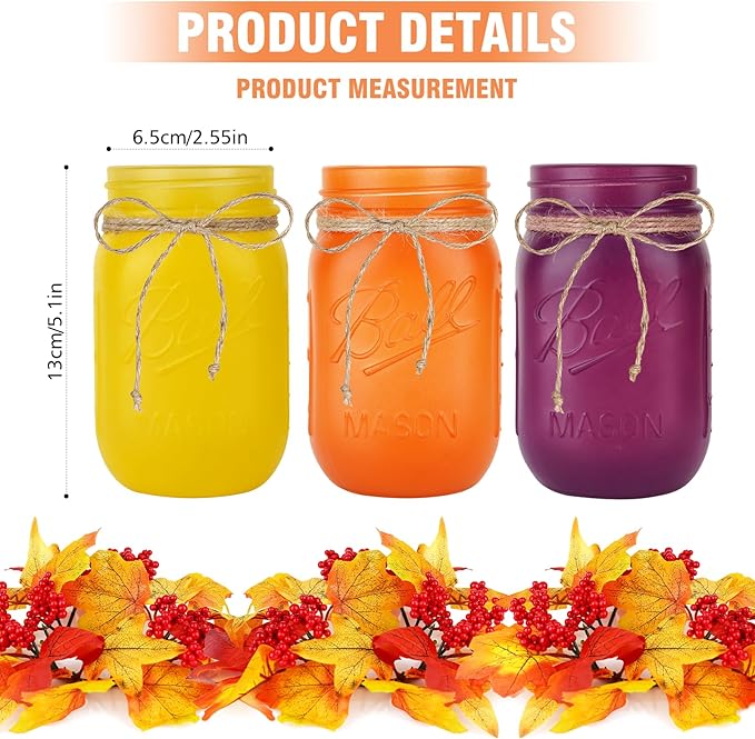 Fall Mason Jar Centerpieces for Tables – Thanksgiving Table Decorations - Image 2