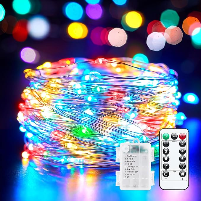 33Ft 100LED Outdoor String Lights, Fairy Lights Battery Operated by Minetom