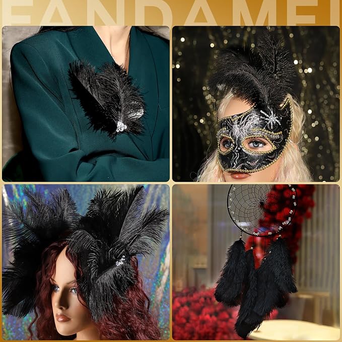 FANDAMEI Black Ostrich Feathers, 10-12 inch, Feathers - Image 7