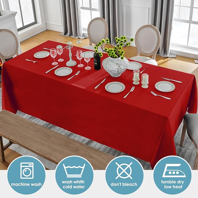 VidaFete 2 Pack 90 * 132inch Rectangle Table Cloth Polyester, Stain Wrinkle - Image 4