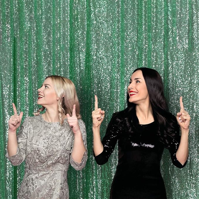 Eternal Beauty Mint Green Sequin Backdrop, 6x8 Ft Glitter Background Curtains - Image 5