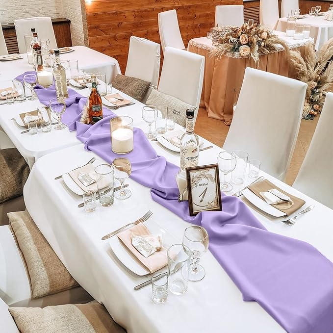 10 Pack 10ft Light Purple Chiffon Table Runners Wedding Table Runner Sheer - Image 7