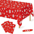 4 PACK Christmas Tablecloths, Snowflakes Tablecloth Xmas Plastic Tablecloth by QZYL