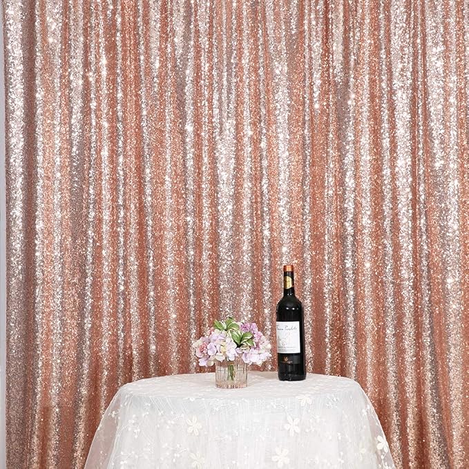 Poise3EHome 5FT x 7FT Rose Gold Sequin Photography Backdrop Curtain by Poise3EHome