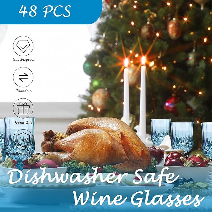 Plastic Wine Glasses，Plastic Goblets Vintage Style Cordial Drinking Glasses - Image 4