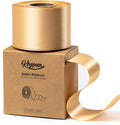 Champagne Satin Ribbon 2.5 Inch Double-Faced Polyester Ribbons 25 Yards by Keypan