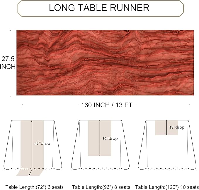 Snowkingdom 6PCS 13Ft Terracotta Cheesecloth Table Runner Bulk, 160inch Long - Image 4