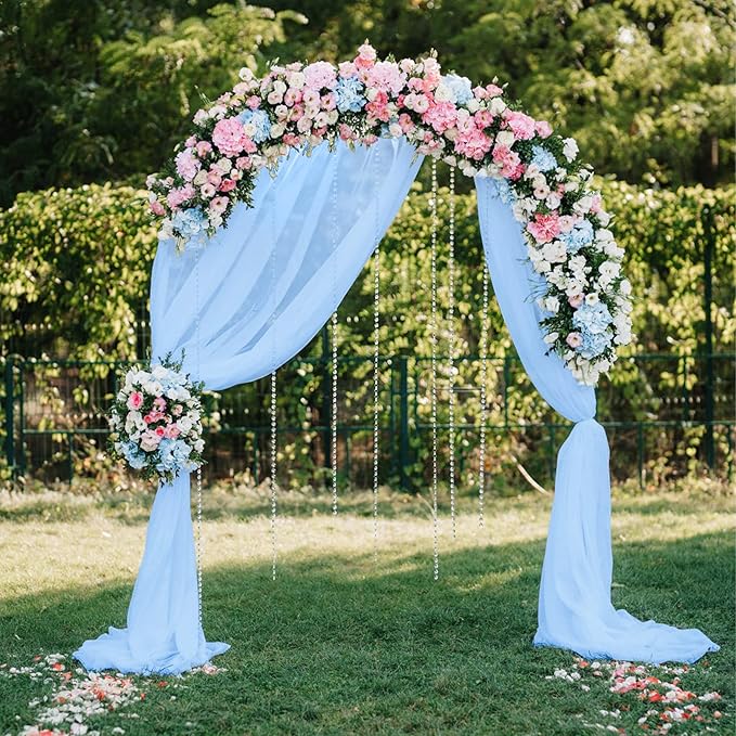 PARTISKY 10ftx7ft Blue Chiffon Backdrop Curtains, Wrinkle-Free Sheer Fabric - Image 6