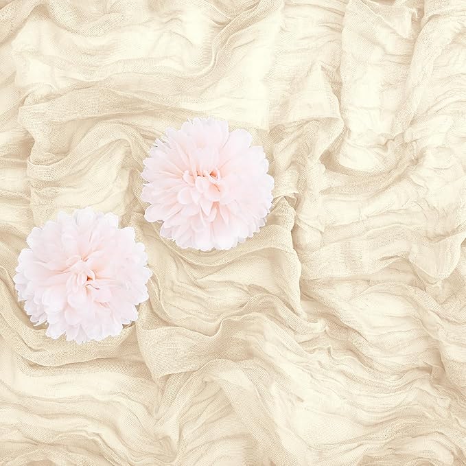 Aktor 4 Pack Ivory Table Runner Boho Cheesecloth Table Runner Semi Sheer Gauze - Image 4