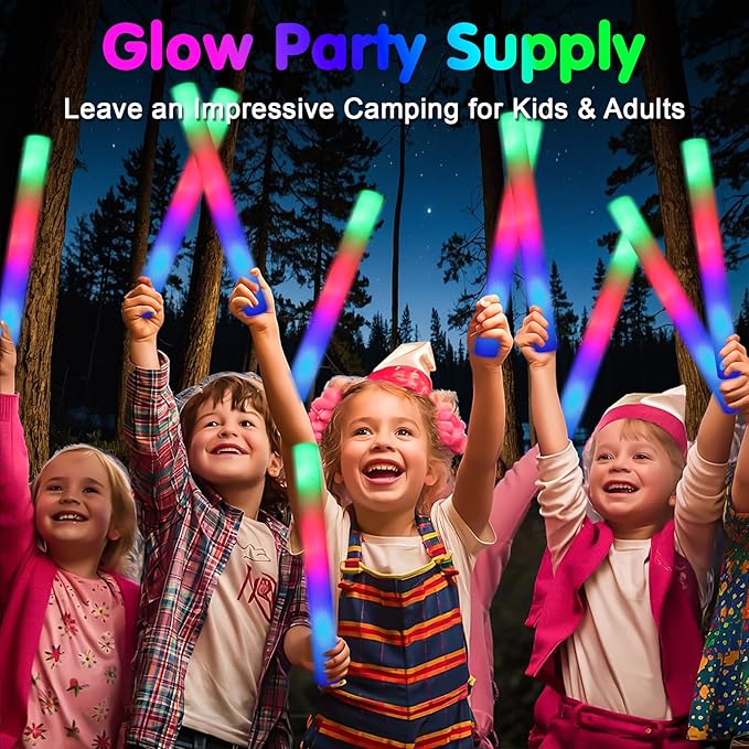 112 PCS Foam Glow Sticks, Foam Light Up Sticks Party Supplies - Image 2
