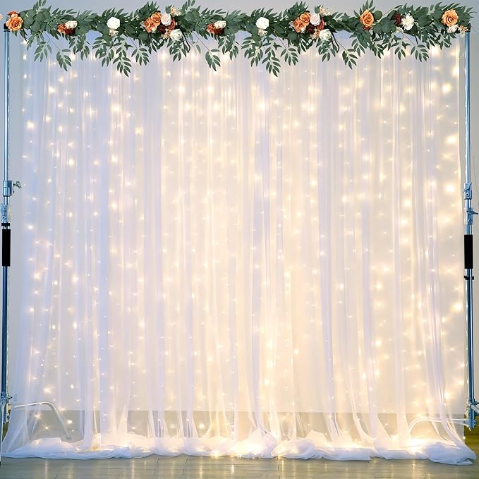 White Tulle Backdrop Curtain by Suppromo