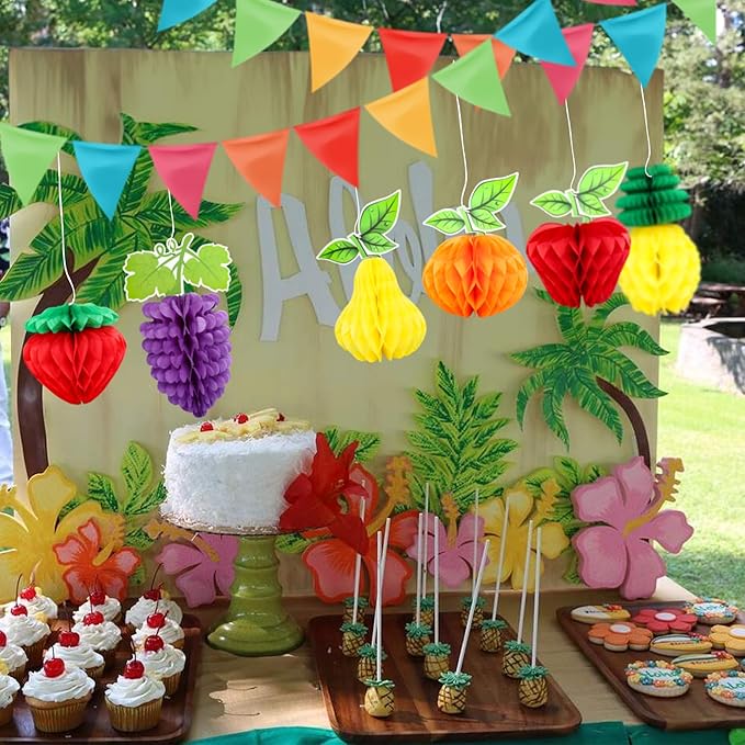 Gyufise 6Pcs Fruit Honeycomb Centerpieces Hawaiian Summer Fruit Table Toppers - Image 5