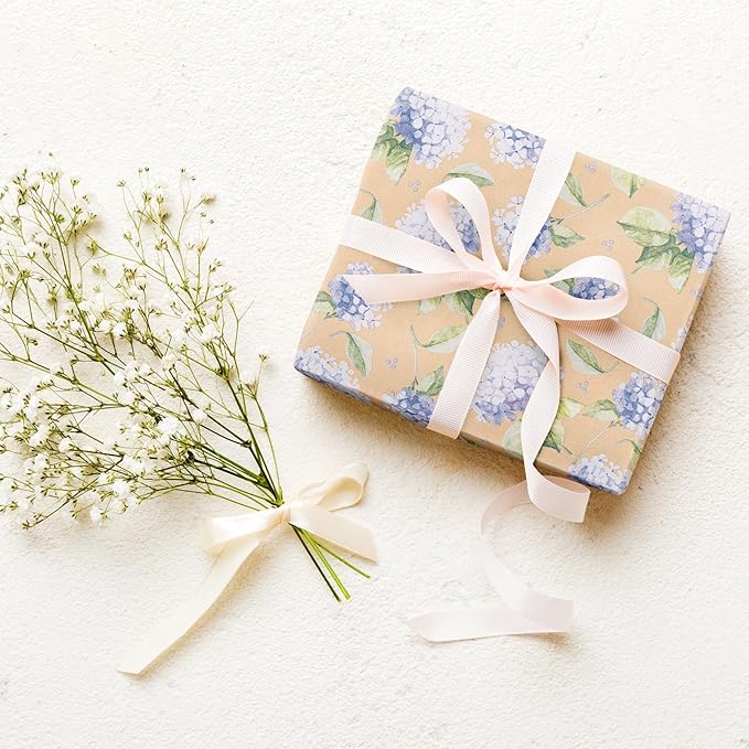RUSPEPA 30" X 32.8' Hydrangea Wrapping Paper Large Kraft Paper Roll, Jumbo Roll - Image 6