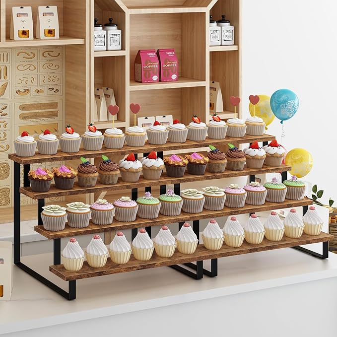 ELITEROO Cupcake Display Stand, 4 Tier Wooden Dessert Stand, Cookie Treat Stands - Image 3