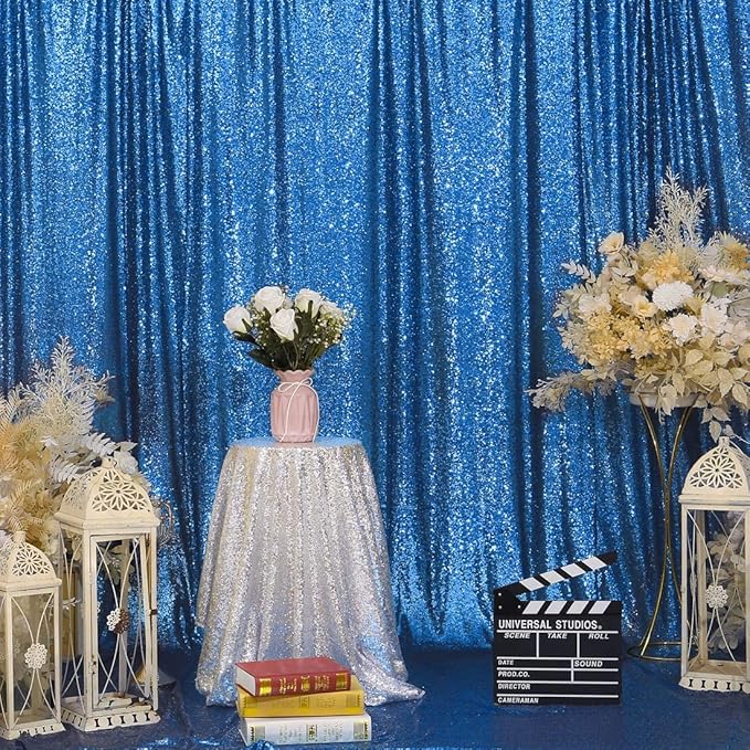 Eternal Beauty Turquoise Sequin Backdrop, 4x7 Ft Glitter Background Curtains - Image 7