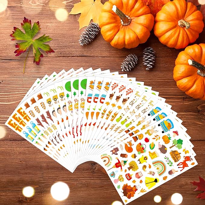 Fall Autumn Adhesive Stickers 990 Counts Woodland Pumpkin Stickers - Image 7