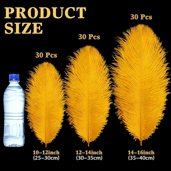 Maitys 90 Pcs Large Natural Ostrich Feathers Bulk 14-16 Inch 12-14 Inch 10-12 - Image 2