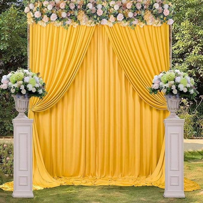 40 ft x 10 ft Wrinkle Free Yellow Backdrop Curtain - Image 6